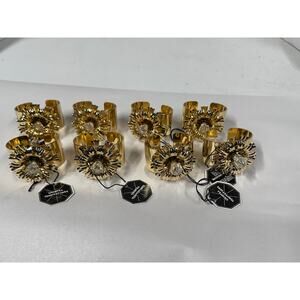 Vtg. Crystal Temptations Gold Plated Napkin Rings with STRASS Swarovski Crystals